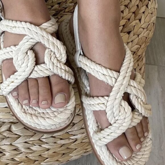 Salt and Umber SANSA - NATURAL Vegan Rope Nautical Knot Slingback US 9 / EU 40 - Picture 3 of 9